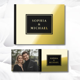Gold Foil Black Guestbook Editable Classic Simple Gästebuch