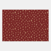 Gold Foil Black Red Green Xmas Muster Geschenkpapier Set (Vorderseite 2)