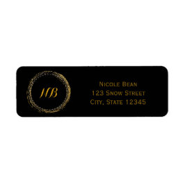 Gold Foil & Black Sparkle Glamour Circle Labels