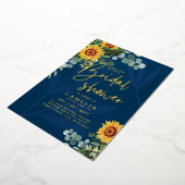 GOLD FOIL Blue Sunblumen BRAUTPARTY QR Code für Folieneinladung (Gedreht)