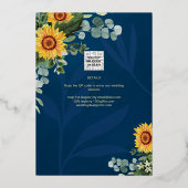 GOLD FOIL Blue Sunblumen BRAUTPARTY QR Code für Folieneinladung (Rückseite)