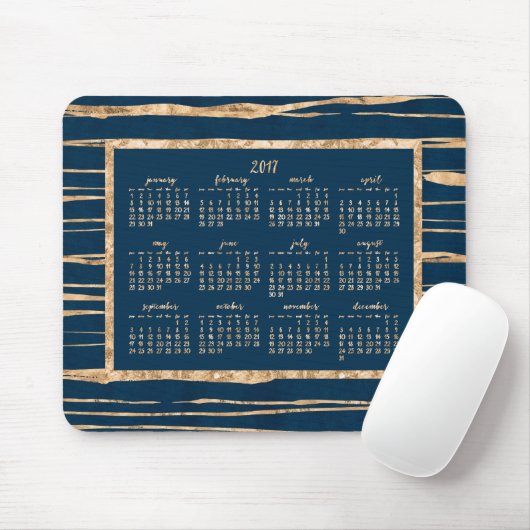Gold Foil Blue Yearly Calendar 2017 Mouse Pads Mousepad (Mit Mouse)