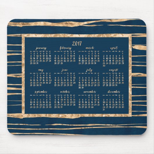 Gold Foil Blue Yearly Calendar 2017 Mouse Pads Mousepad (Vorne)