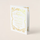 Gold Foil Blüh Frame Wedding Zeremony Programm (Vorderseite)