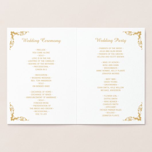 Gold Foil Blüh Frame Wedding Zeremony Programm (Innenseite)