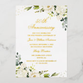 GOLD FOIL Blume 50 Jahre Jubiläum Foil Einladung (Vorderseite)