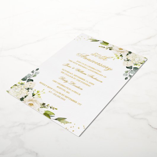 GOLD FOIL Blume 50 Jahre Jubiläum Foil Einladung (Gedreht)