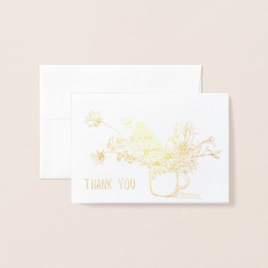 Gold Foil Blume Danke Karte (Vorderseite mit Umschlag)