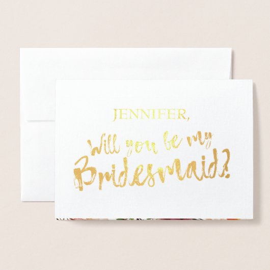 Gold Foil Blume wird meine Bridesmaid Card sein Folienkarte (Vorderseite mit Umschlag)