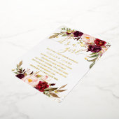 GOLD FOIL Blush Burgundy Floral Baby Showroom Folieneinladung (Gedreht)