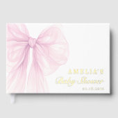 Gold Foil Blush Pink Bow Baby Girl Shower Gästebuch (Vorderseite)