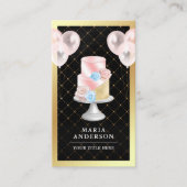 Gold Foil Blush Pink Cake Balloons Event Plane Visitenkarte (Vorderseite)