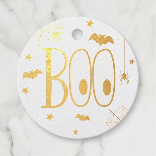 Gold Foil Boo Halloween Geschenkanhänger (Vorderseite)