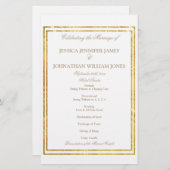 Gold Foil Border Elegantes Script Wedding Program (Vorne/Hinten)