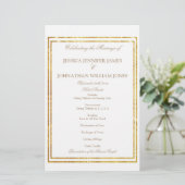 Gold Foil Border Elegantes Script Wedding Program (Stehend Vorderseite)