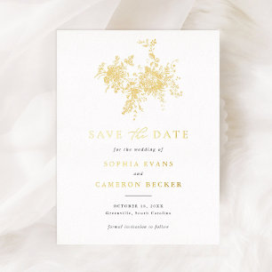 Gold Foil Botanical 4.25 x 5.6" Save the Date Kart Folien Feiertagspostkarte