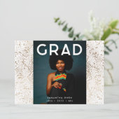 Gold Foil Botanicals und Black Text Grad Foto Ann Ankündigung (Stehend Vorderseite)