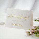 Gold Foil Calligrafy Gift Folienkarte<br><div class="desc">Elegantes und schicke Geschenkgutschein für Ihr Unternehmen,  mit einem schönen Kalligraphieskript auf dem Cover,  bedruckt mit Goldfolie.</div>