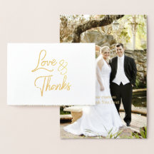 Gold Foil Calligrafy Wedding Danke Foto-Karte