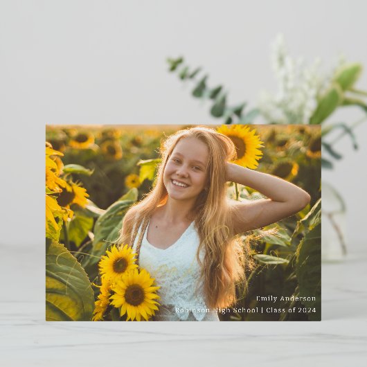 Gold Foil Calligraphy Abschluss Foto Vielen Dank Folieneinladung (Stehend vorne)