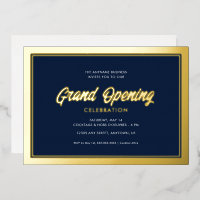 Gold Foil Calligraphy Blue Grand Opening
