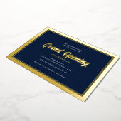 Gold Foil Calligraphy Blue Grand Opening Folieneinladung (Gedreht)