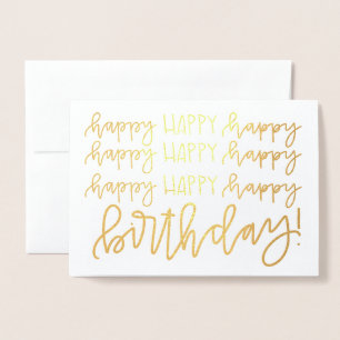 Gold Foil Calligraphy Happy Birthday Card Folienkarte