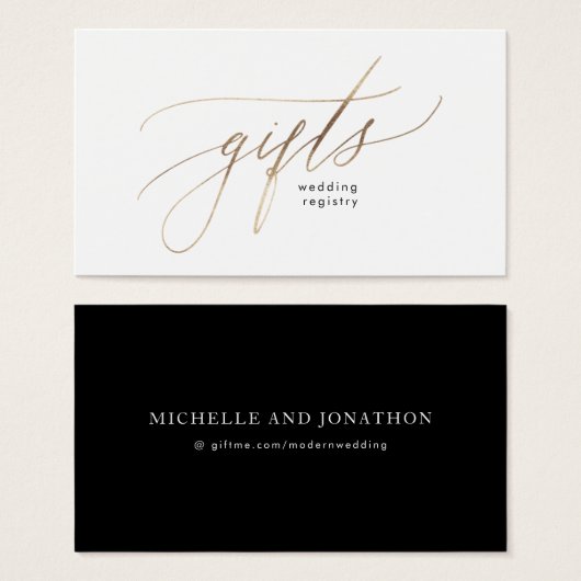 Gold Foil Calligraphy Modern Wedding Gift Registry (Vorne & Hinten)