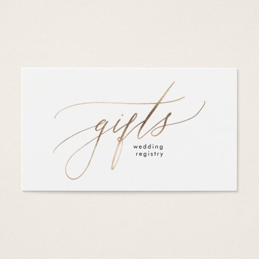 Gold Foil Calligraphy Modern Wedding Gift Registry (Vorderseite)
