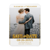Gold Foil Calligraphy Save the Date Foto Magnet (Vertikal)