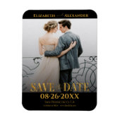 Gold Foil Calligraphy Save the Date Foto Magnet (Vertikal)