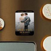 Gold Foil Calligraphy Save the Date Foto Magnet