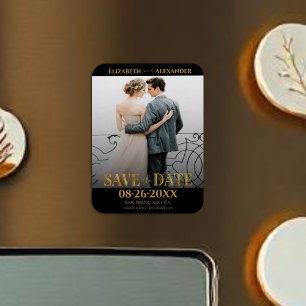 Gold Foil Calligraphy Save the Date Foto Magnet