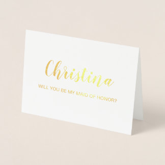 Gold Foil Card | Werden Sie meine Trauzeugin sein? Folienkarte