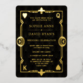 GOLD FOIL Casino Night Las Vegas Poker Wedding Folieneinladung (Vorderseite)