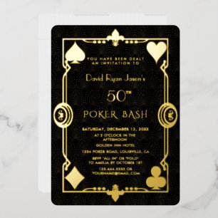 GOLD FOIL Casino Night Poker Bash Mann Geburtstag Folieneinladung