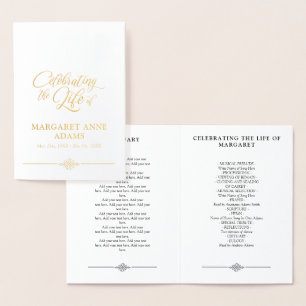 Gold Foil Celebration of Life Funeral Program Folienkarte