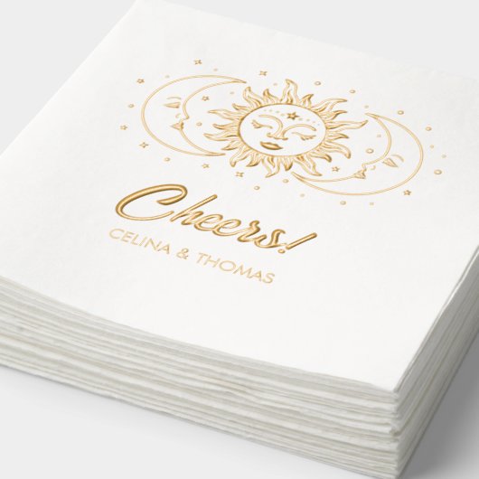 Gold Foil Celestial Personalisiert Wedding Napkins Servietten Mit Folie (Ausschnitt)
