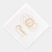 Gold Foil Celestial Personalisiert Wedding Napkins Servietten Mit Folie (Rechts)