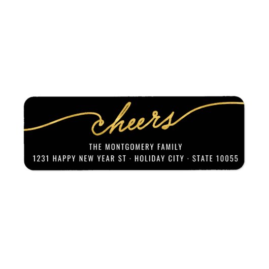 Gold Foil Cheers Calligraphy Chic Holiday Address (Vorne)