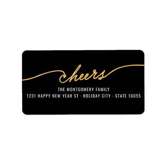 Gold Foil Cheers Calligraphy Chic Holiday Address (Vorne)