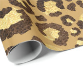 Gold Foil Cheetah Muster Jungle Geburtstagsparty Geschenkpapier (Rolleneckpunkt)