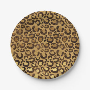 Gold Foil Cheetah Muster Jungle Geburtstagsparty Pappteller