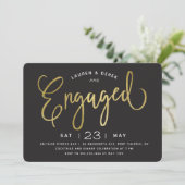Gold Foil Chic Letters Engagement Einladung (Stehend Vorderseite)