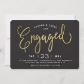 Gold Foil Chic Letters Engagement Einladung (Vorderseite)