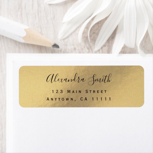 Gold Foil Chic Modern Return Address Label (Insitu)