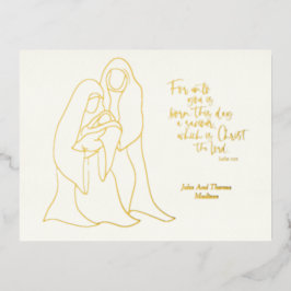 Gold Foil Christmas Nativity Post Card Folien Feiertagspostkarte
