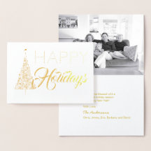 Gold Foil Christmas Tree Happy Holidays Foto Card