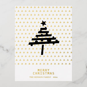 Gold Foil Christmas Tree Muster Minimalistisch Folien Feiertagspostkarte