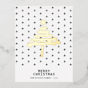 Gold Foil Christmas Tree Muster Minimalistisch Folien Feiertagspostkarte